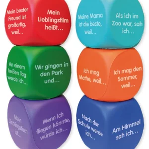 Skumterninger "Geschichten", 6 stk., 4 cm til Tyskundervisning