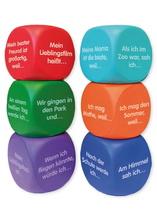 Skumterninger "Geschichten", 6 stk., 4 cm til Tyskundervisning